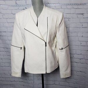 BCBG Maxazria Dru White Jacket with Zippers NWT size Large